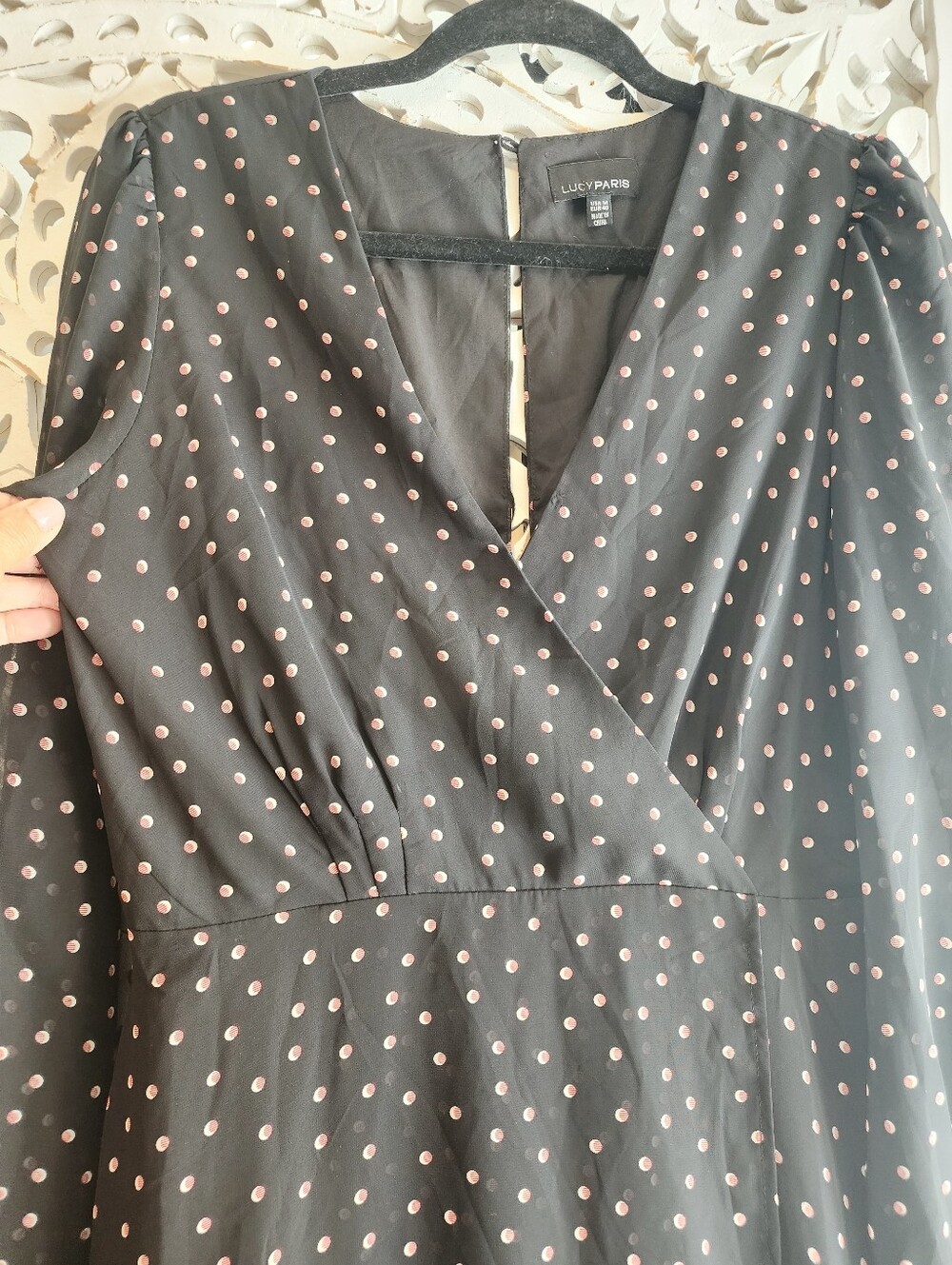 LUCY PARIS POLKA DOT MIDI LONG SHEER SLEEVE SIZE MEDIUM. - Picture 5 of 15
